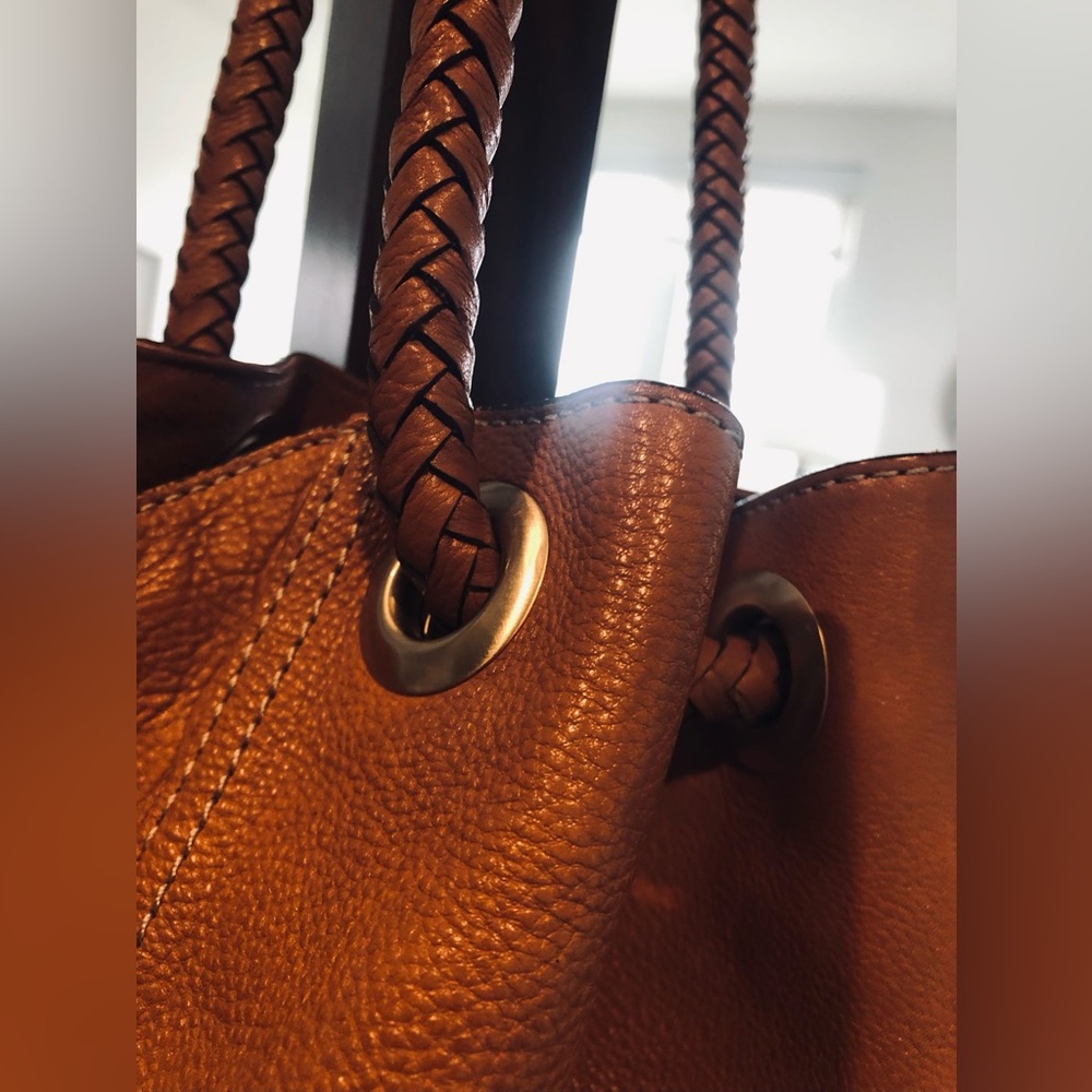 Sale! COLEHAAN Chesnut Brown Satchel Leather Handbag - Picture 6 of 7
